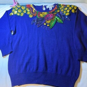 Purple Sequin Embellished Women's Sweater